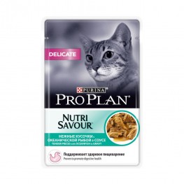 ПРО ПЛАН Влажный корм Purina Pro Plan Delicate для кошек с чувствительным пищеварением, океаническая рыба, пауч, 85 г